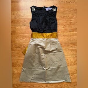 Vera Wang Lavender Label Black and Gold Midi Dress